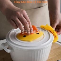 SET2 lót tay silicone Chống Bỏng Chịu Nhiệt Hình Vịt Vàng Hoạt Hình Cho Nhà Bếp, tiện dụng 2