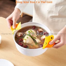 SET2 lót tay silicone Chống Bỏng Chịu Nhiệt Hình Vịt Vàng Hoạt Hình Cho Nhà Bếp, tiện dụng 6