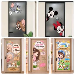 Miếng dán cửa phòng ngủ hình Micky, Tom & Jerry , kity … các nhân vật hoạt hình nhiều kt 1