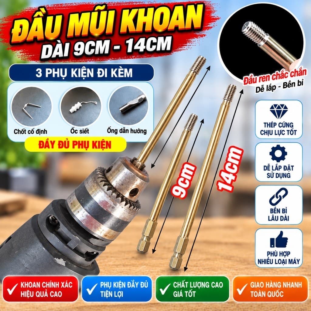 Đầu Mũi Khoan 9cm, 14cm M4 Sử Dụng Trong Công Trình