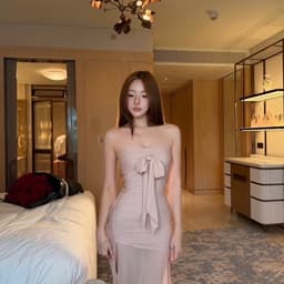 (Dmina)  Đầm Body cúp ngực thắt nơ dáng dài mặc được nhiều kiểu 2 màu ngọt ngào tôn dáng quyến rũ 6