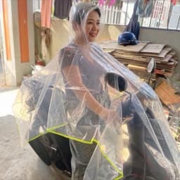 Áo Mưa Choàng Xe Máy Dài 1,4m Rộng 1,2m Trong Suốt Chống Nước Tuyệt Đối Viền Phản Quang An Toàn Đi Mưa Giá Rẻ Chính Hãng 5