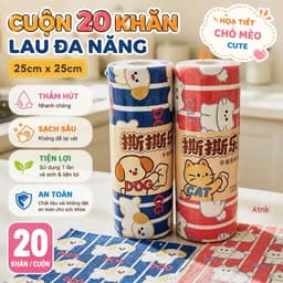 Cuộn 20 khăn lau tay đa năng hoạt tiết động vật siêu dễ thương 1