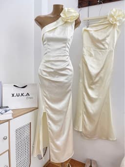 VÁY LỤA cổ yếm đính nơ hoa 6