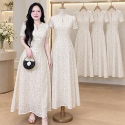 Váy trắng hoa cúc nhí thêu 2