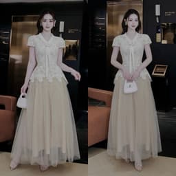 ĐẦM REN KEM PHỐI LƯỚI XOÈ 4