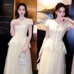 ĐẦM REN KEM PHỐI LƯỚI XOÈ 5
