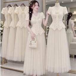 ĐẦM REN KEM PHỐI LƯỚI XOÈ 1