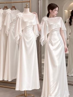 Đầm lụa hai dây dự tiệc màu nude dáng dài sexy kèm voan che trước ngực Xukadress 9