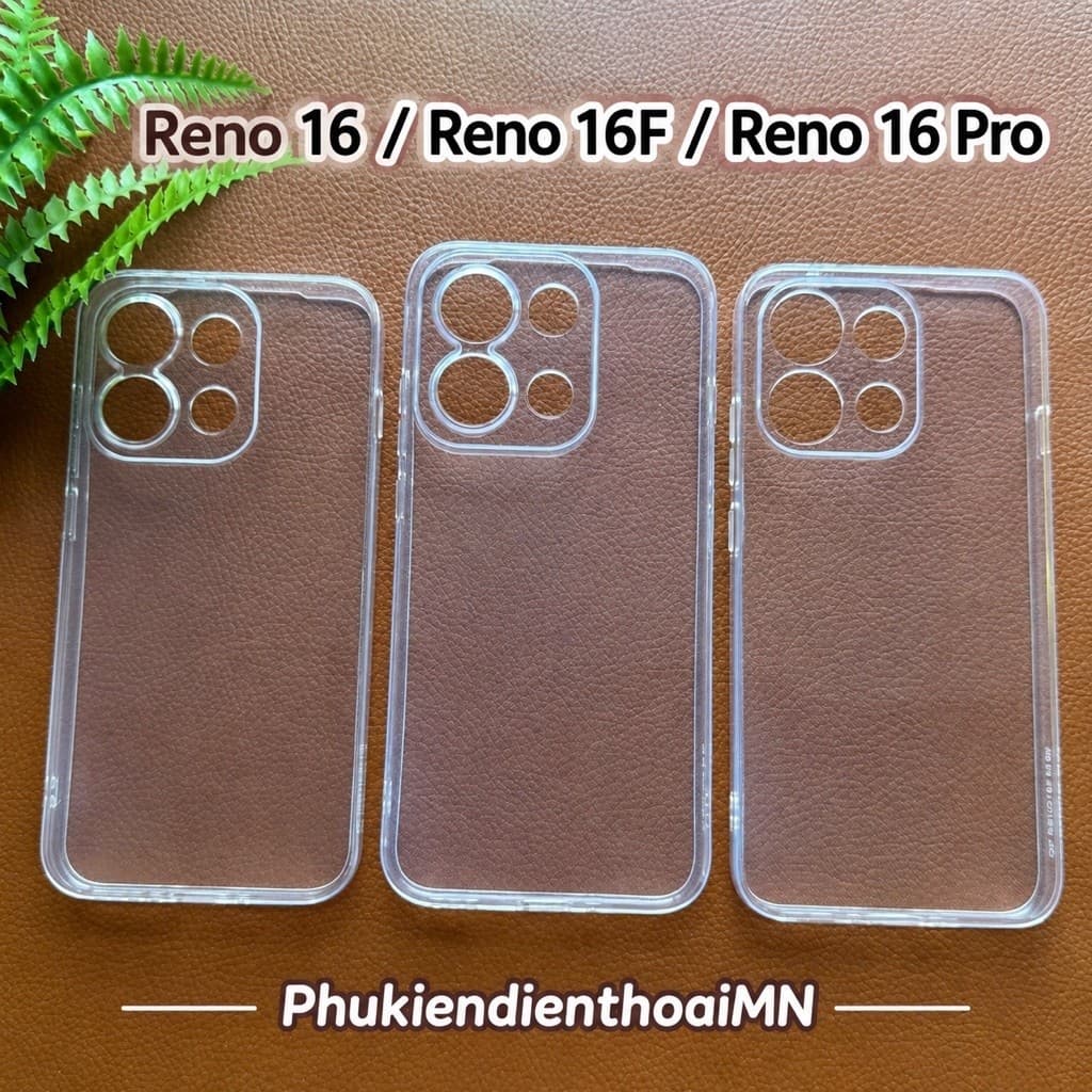 Ốp lưng dẻo OPPO Reno 16 , Reno 16 Pro , Reno 16F trong suốt, bảo vệ Camera