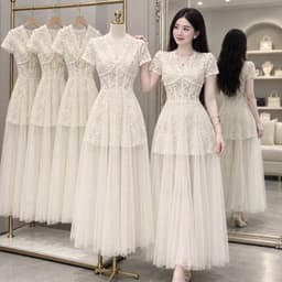 Xukadress - Váy ren xoè phối lưới đi tiệc sang chảnh 9