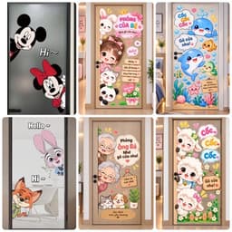 Miếng dán cửa hoạt hình sẵn keo hình micky & Tom & kity doremon 1