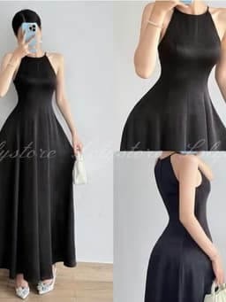 VÁY MAXI LỤA CỔ YẾM XOÈ 7
