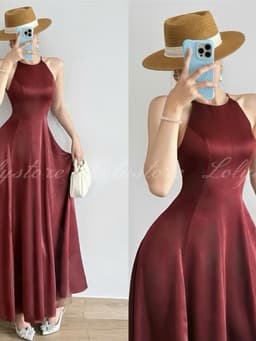 VÁY MAXI LỤA CỔ YẾM XOÈ 8
