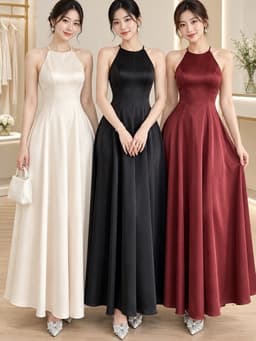 VÁY MAXI LỤA CỔ YẾM XOÈ 9