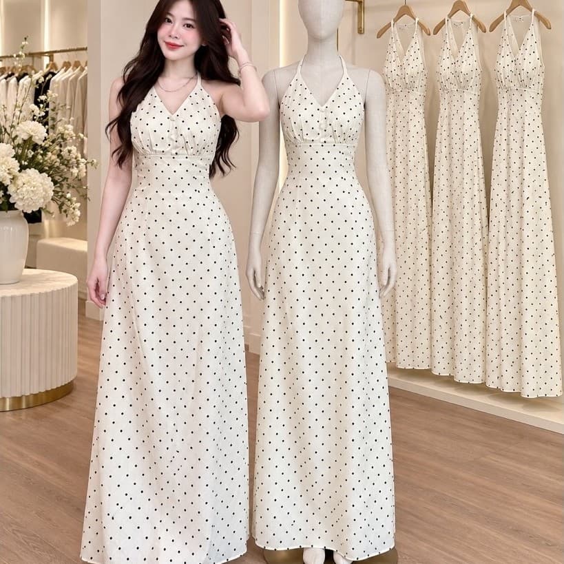 VÁY BI XOÈ DÀI CỔ YẾM HỞ LƯNG XUKADRESS (ẢNH CHỤP THẬT XỊN ĐẸP LẮM)