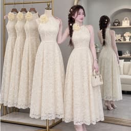VÁY REN XOÈ CỔ YẾM CAO CẤP DỰ TIỆC 1