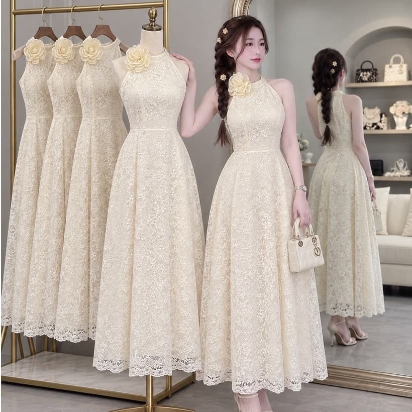 VÁY REN XOÈ CỔ YẾM CAO CẤP DỰ TIỆC