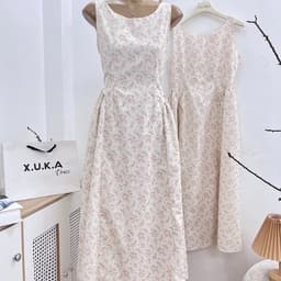 VÁY HOA NHÍ KEM XOÈ CỔ U 8