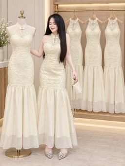 Váy Ren Cổ Tàu Đuôi Cá • Đầm Ren Sang Trọng • Form Ôm Tôn Dáng • Váy Dự Tiệc Nữ | Thiết Kế Cổ Tàu Quý Phái 2