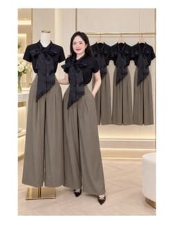 SET QUẦN TÂY SUÔNG ÁO ĐEN NƠ ( 3 món chuẩn sàn) 1