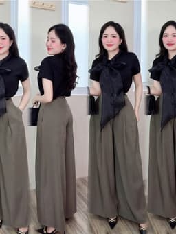 SET QUẦN TÂY SUÔNG ÁO ĐEN NƠ ( 3 món chuẩn sàn) 5