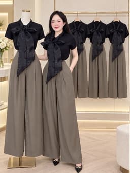 SET QUẦN TÂY SUÔNG ÁO ĐEN NƠ ( 3 món chuẩn sàn) 6