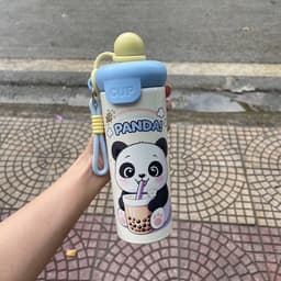 Bình giữ nhiệt dễ thương có ống hút. dung tích 600ml hoạ tiết hoạt hình.(TẶNG sticker dây cầm tay chắc chắn) 6
