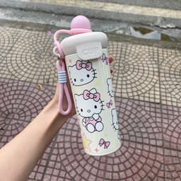 Bình giữ nhiệt dễ thương có ống hút. dung tích 600ml hoạ tiết hoạt hình.(TẶNG sticker dây cầm tay chắc chắn) 2