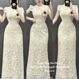 Đầm body ren kem Xukadress, váy ôm dáng dài sang chảnh cho nữ đi chơi đi tiệc 2