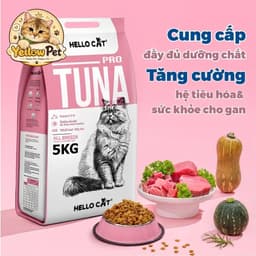 [ Bao 5kg Chính Hãng ] Hạt Cho Mèo HelloCat Vị Cá Ngừ  - Hỗ Trợ Tiêu Hóa, Lông Mượt, Bảo Vệ Răng Mệng | Yellow Pet 5