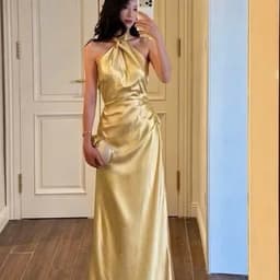 ĐẦM LỤA VÀNG CỔ YẾM 4