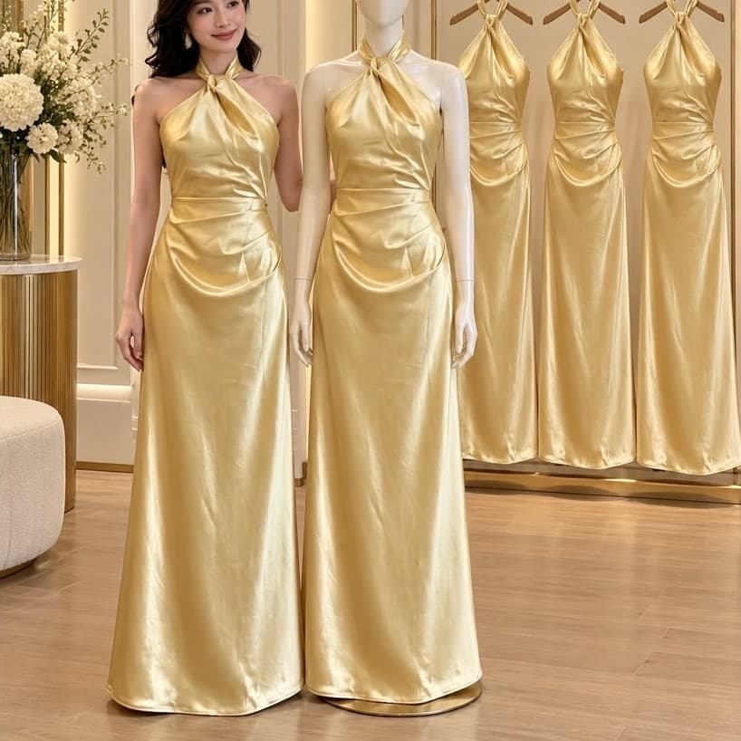 ĐẦM LỤA VÀNG CỔ YẾM