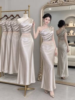 SET LỤA LỆCH VAI PHỐI REN TIỂU THƯ SANG CHẢNG 1