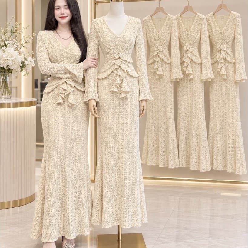 Xukadress_ Set ren đuôi cá bèo cổ – đồ nữ đi tiệc sang trọng  – tôn dáng – đi tiệc cực xinh
