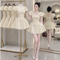 Xukadress_ Váy kem bi cổ u, bi xoè sang chảnh 1