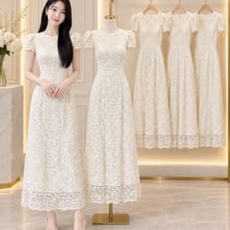 Đầm ren hoa nhí dáng dài Xukadress, váy ren thanh lịch dịu dàng cho nữ đi làm đi chơi 1