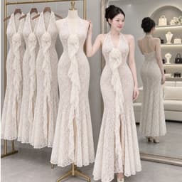 Xukadress- Váy dự tiệc sang chảnh, váy du lịch, váy ren cổ yếm, váy ren dự tiệc sang chảnh quyển rũ 1