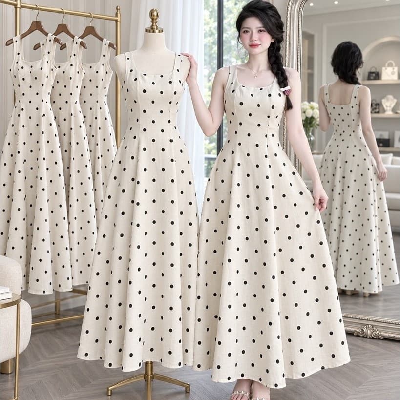 ĐẦM BI DÁNG DÀI CỔ U THANH LỊCH SNAG CHẢNH XUKADRESS