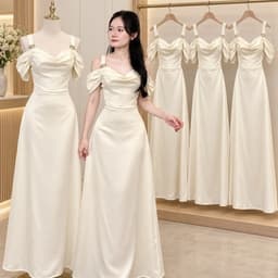 ĐẦM LỤA KEM RỚT VAI SANG CHẢNH 1