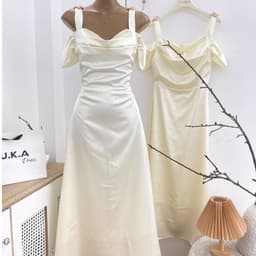 ĐẦM LỤA KEM RỚT VAI SANG CHẢNH 8