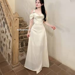 ĐẦM LỤA KEM RỚT VAI SANG CHẢNH 3