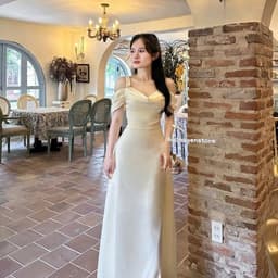 ĐẦM LỤA KEM RỚT VAI SANG CHẢNH 6