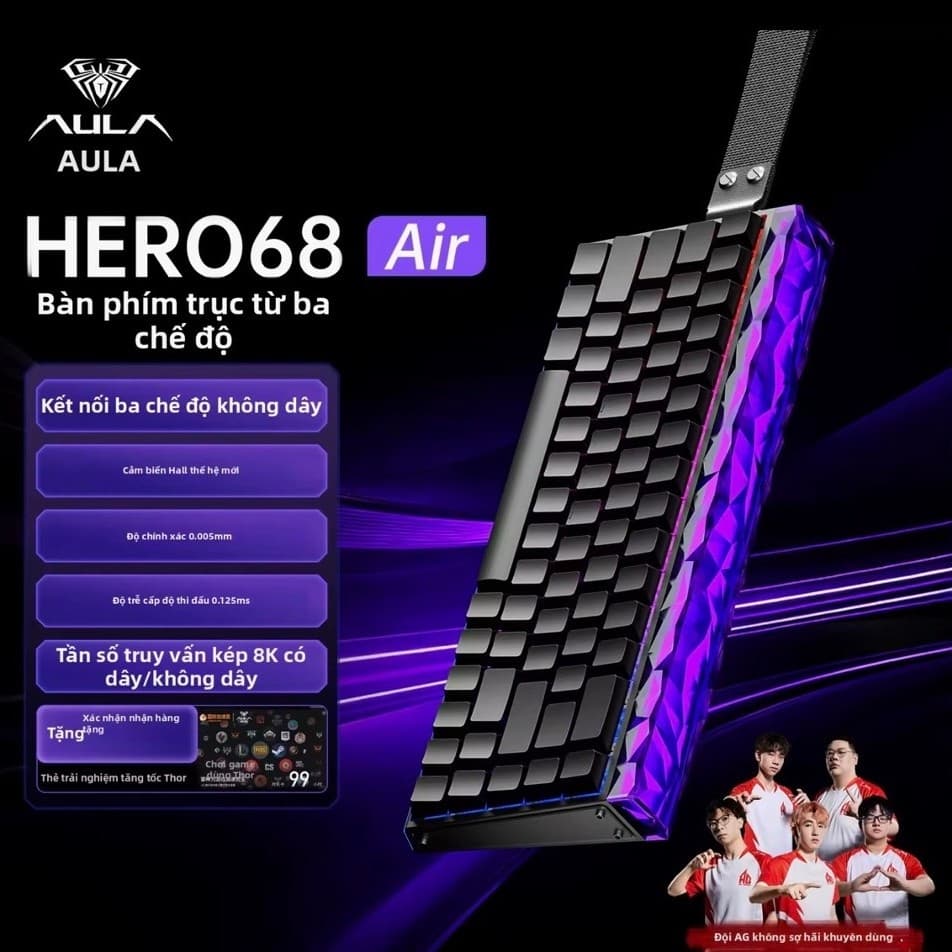 (New-BH 6th) Bàn phím cơ không dây rapid trigger Hero68he air 3 mode | led RGB