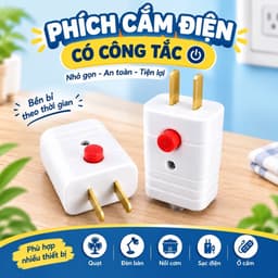 Combo 3 Phích Cắm Điện Có Công Tắc 220V – Nút Bật/Tắt Tiện Lợi, An Toàn Chống Cháy 9