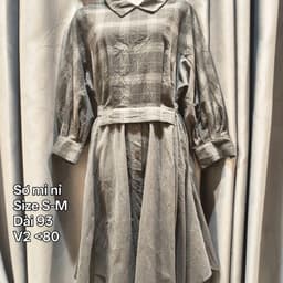 [2hand] Váy sơ mi thu đông phối caro có dây thắt eo size S-M 2