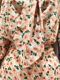 [2hand] Váy voan thu tay lỡ bồng hoa hồng có nơ cổ size S đầm thu 3