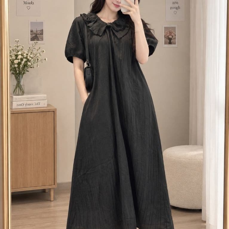 [2hand] Đầm bầu váy suông đen chữ A freesize hàng si