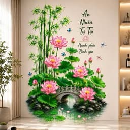 Decal dán tường hoa sen mẫu mới 27( kích thước 60x90cm) 3