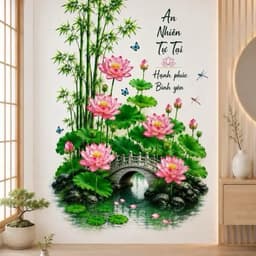 Decal dán tường hoa sen mẫu mới 27( kích thước 60x90cm) 5